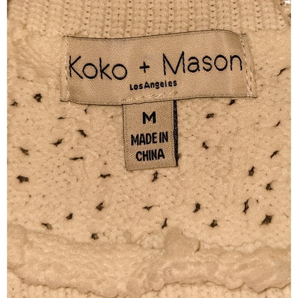 Koko + Mason Silver Metallic Knit Sweater Sparkly Modern Party Top Women's M NWT - Picture 4 of 9